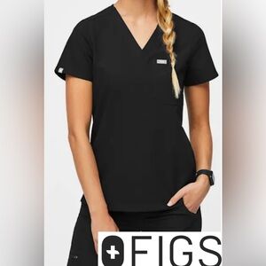 FIGS Women’s‎ Sz S Black Catarina One-Pocket Scrub Top